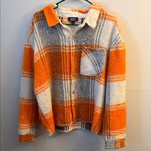 Orange and White Plaid Button-Up flannel